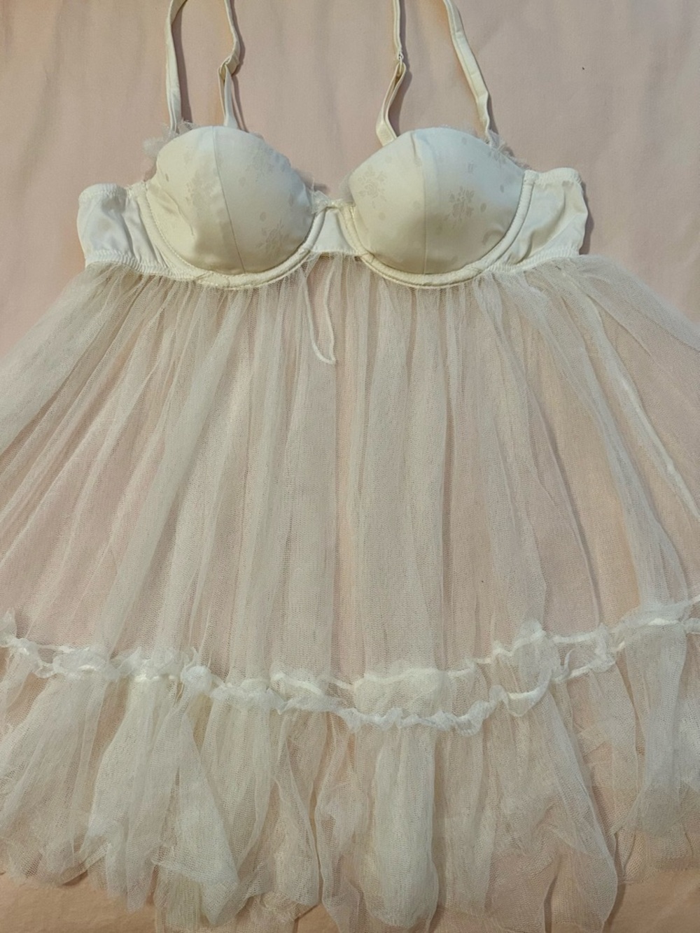 Victoria's Secret Cream Lace Bra with Sheer Mesh